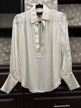 Nili Lotan Silk Ivory Blouse